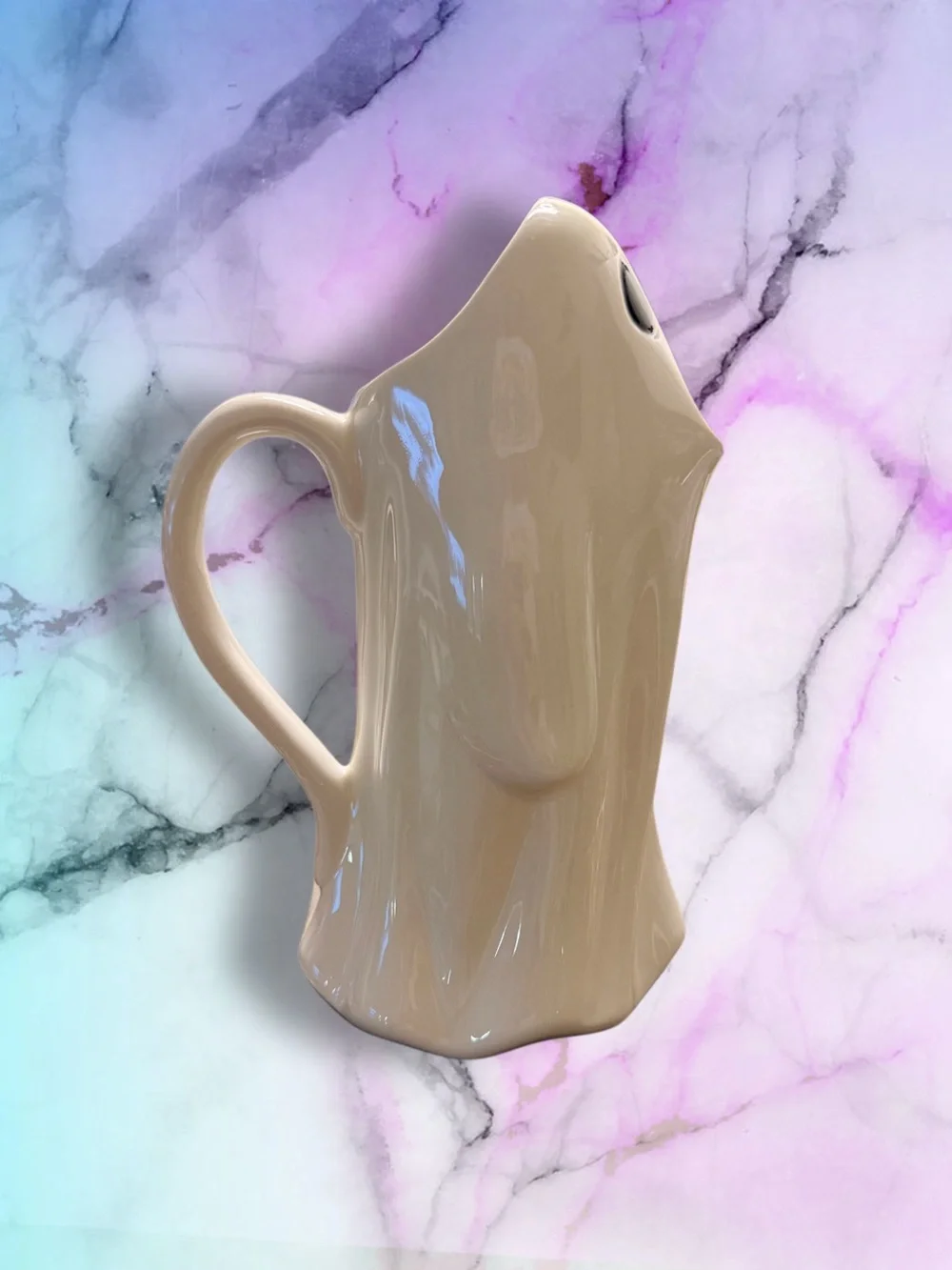 NWT Ceramic Ghost Pitcher With Orange Pumpkin 31 fl oz. 🎃💫